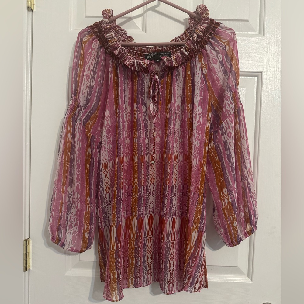 G.I.L.I. Luxury Collection Sheer Boho Blouse – Size M